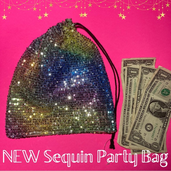 Sequin Stripper Money Bag Wristlet Rainbow Iridescent Bling Rave Dance wear Club - Picture 1 of 15